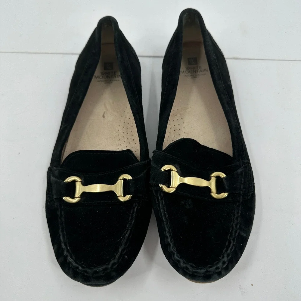 White Mountain Womens Velvet Loafers Sz 10M Old Money Equestrian Luxe Minimalist